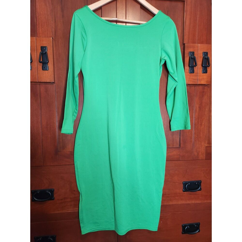 Vestidos Green Body Con Dress Scooped Neckline Size Large - Picture 2 of 7